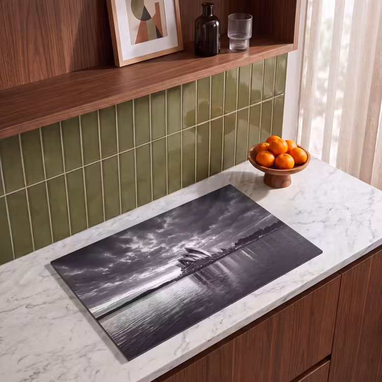 Architectuur - Water - Stad - Modern - Zwart-wit Inductie beschermer vinyl 3mm klein -sfeer8