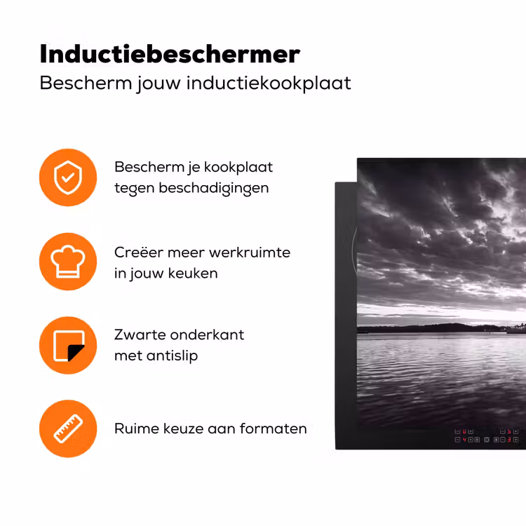 Architectuur - Water - Stad - Modern - Zwart-wit Inductie beschermer vinyl 3mm klein -zzzzzzz-td-ups