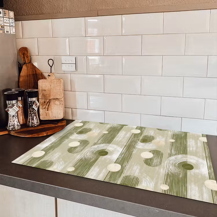 Artistiek - Modern - Groen Inductie beschermer vinyl 3mm klein 276 -sfeer3