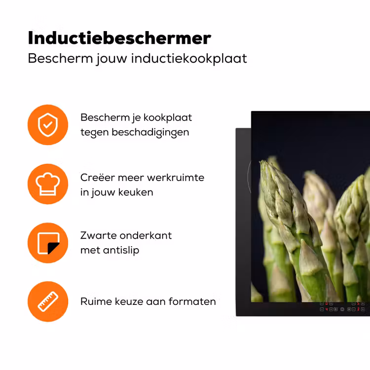 Asperges - Groen - Zwart Inductie beschermer vinyl 3mm klein -zzzzzzz-td-ups