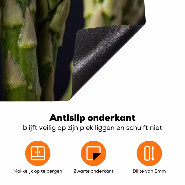 Asperges - Groen - Zwart Inductie beschermer vinyl 3mm klein -zzzzzzz-td-onderkant