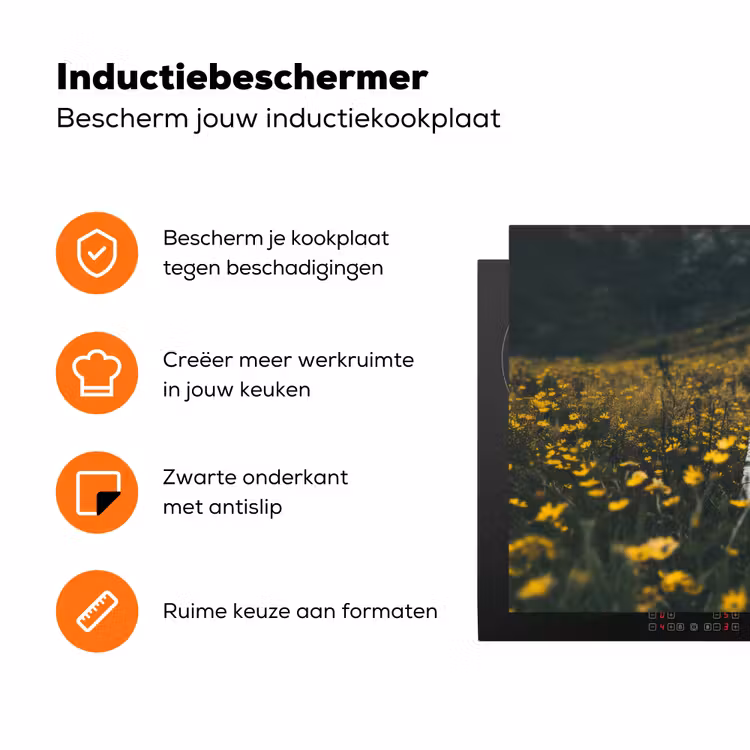 Astronaut - Bloemen - Veld - Geel Inductie beschermer vinyl 3mm klein -zzzzzzz-td-ups