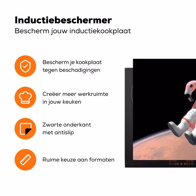 Astronaut - Flamingo - Zwemband - Roze Inductie beschermer vinyl 3mm klein -zzzzzzz-td-ups