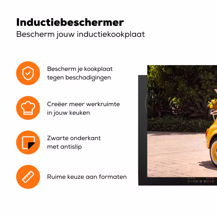 Auto - Picknick - Zomer - Geel Inductie beschermer vinyl 3mm klein -zzzzzzz-td-ups