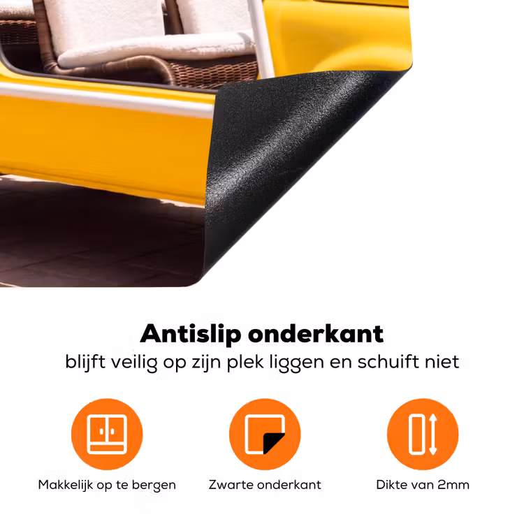 Auto - Picknick - Zomer - Geel Inductie beschermer vinyl 3mm klein -zzzzzzz-td-onderkant
