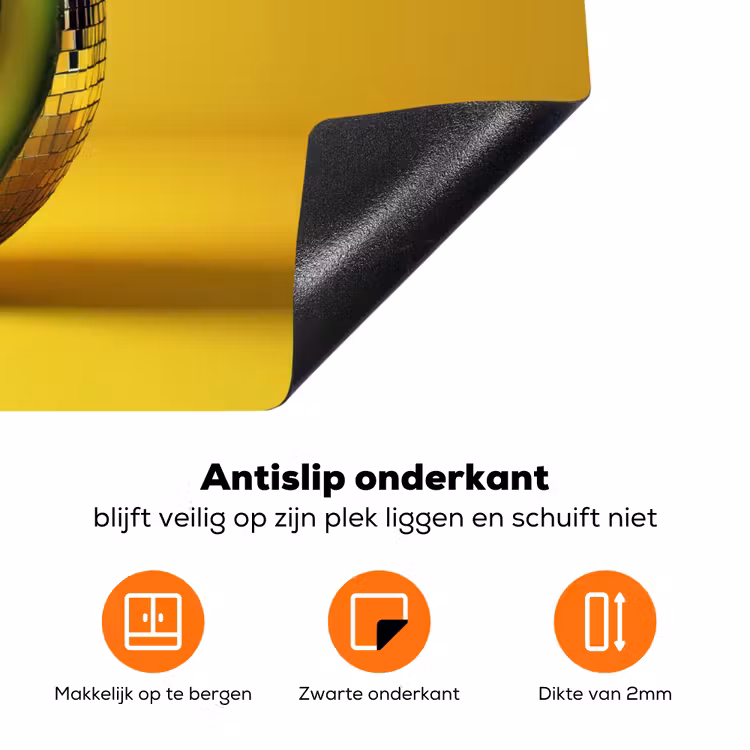 Avocado - Discobal - Geel - Glitter Inductie beschermer vinyl 3mm klein -zzzzzzz-td-onderkant