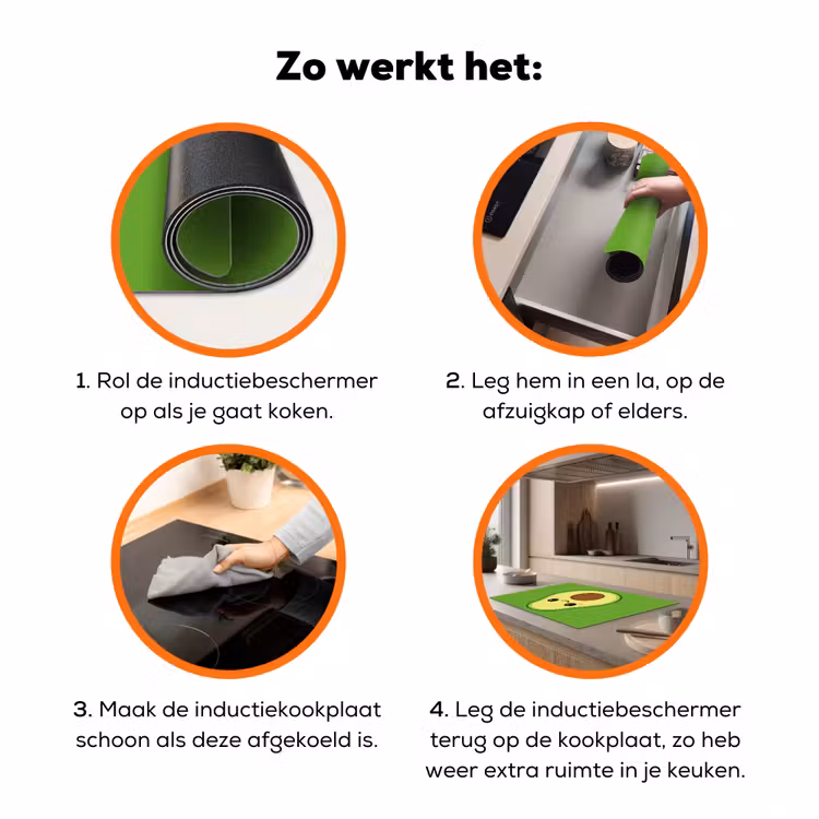 Avocado - Groen - Speels Inductie beschermer vinyl 3mm klein -zzzzzzz-td-werking