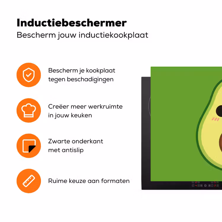 Avocado - Groen - Speels Inductie beschermer vinyl 3mm klein -zzzzzzz-td-ups