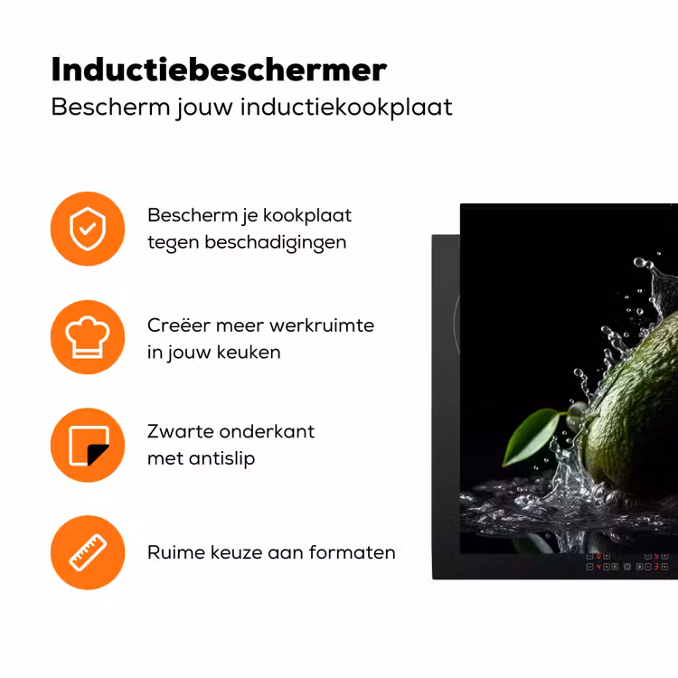 Avocado - Groente - Bladeren - Water - Zwart - Groen Inductie beschermer vinyl 3mm klein -zzzzzzz-td-ups