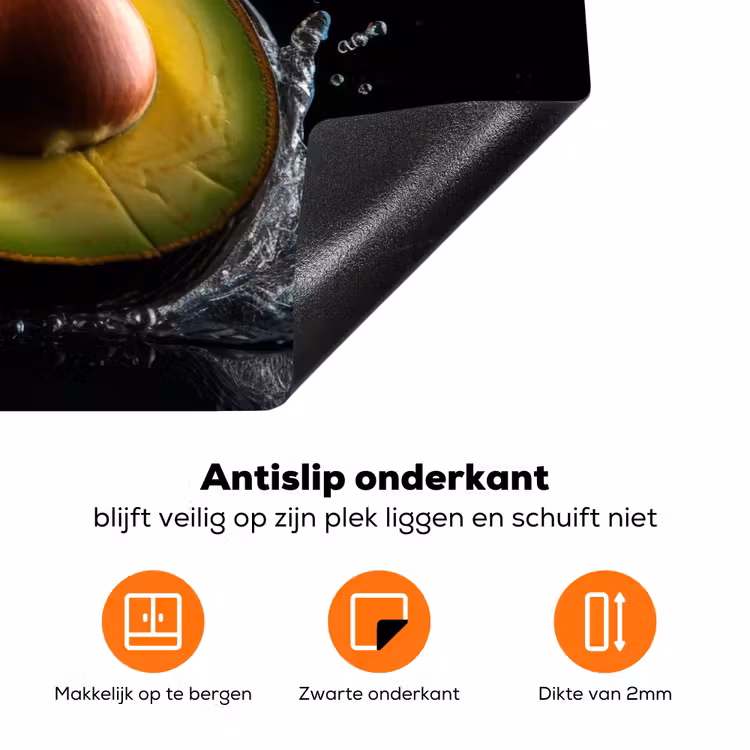 Avocado - Groente - Bladeren - Water - Zwart - Groen Inductie beschermer vinyl 3mm klein -zzzzzzz-td-onderkant