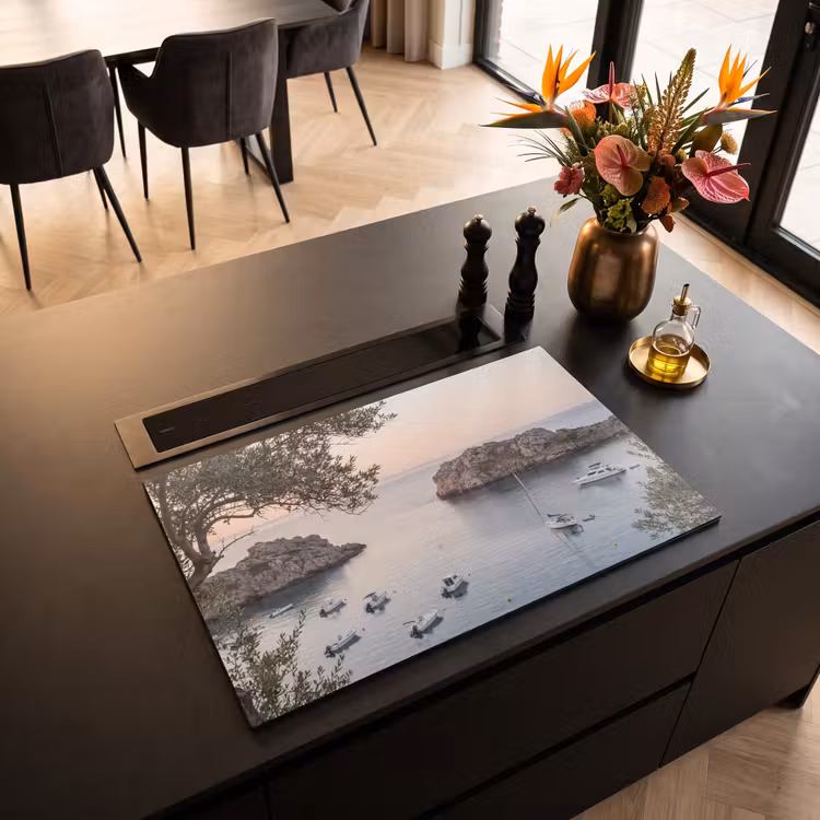 Inductiebeschermer - Baai - boten - zonsondergang - Baai - boten - zonsondergang Inductie beschermer vinyl 3mm klein
