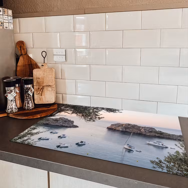 Inductiebeschermer - Baai - boten - zonsondergang - Baai - boten - zonsondergang Inductie beschermer vinyl 3mm klein