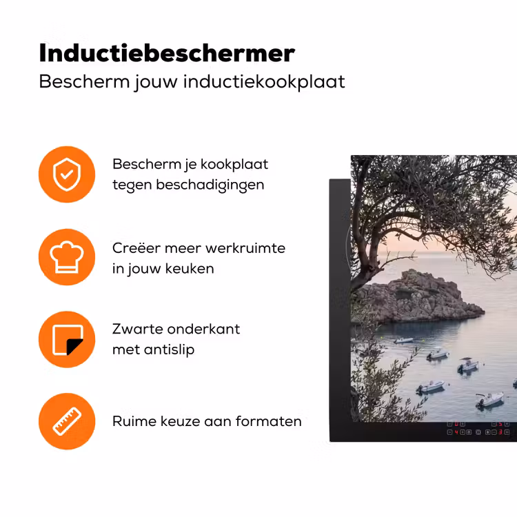 Inductiebeschermer - Baai - boten - zonsondergang - Baai - boten - zonsondergang Inductie beschermer vinyl 3mm klein