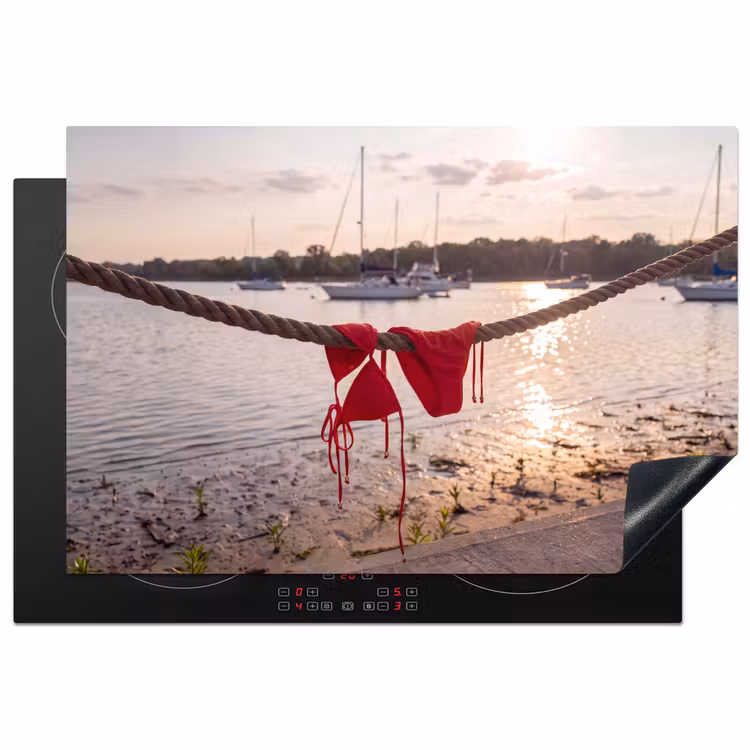 Badkleding - Rood - Zomer - Water - Zonsondergang Inductie beschermer vinyl 3mm klein -3d