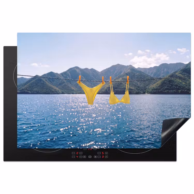 Badmode - Bikini - Zee - Bergen - Geel Inductie beschermer vinyl 3mm klein -3d
