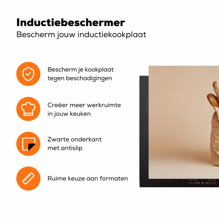 Baguette - Brood - Stokbrood - Beige Inductie beschermer vinyl 3mm klein -zzzzzzz-td-ups