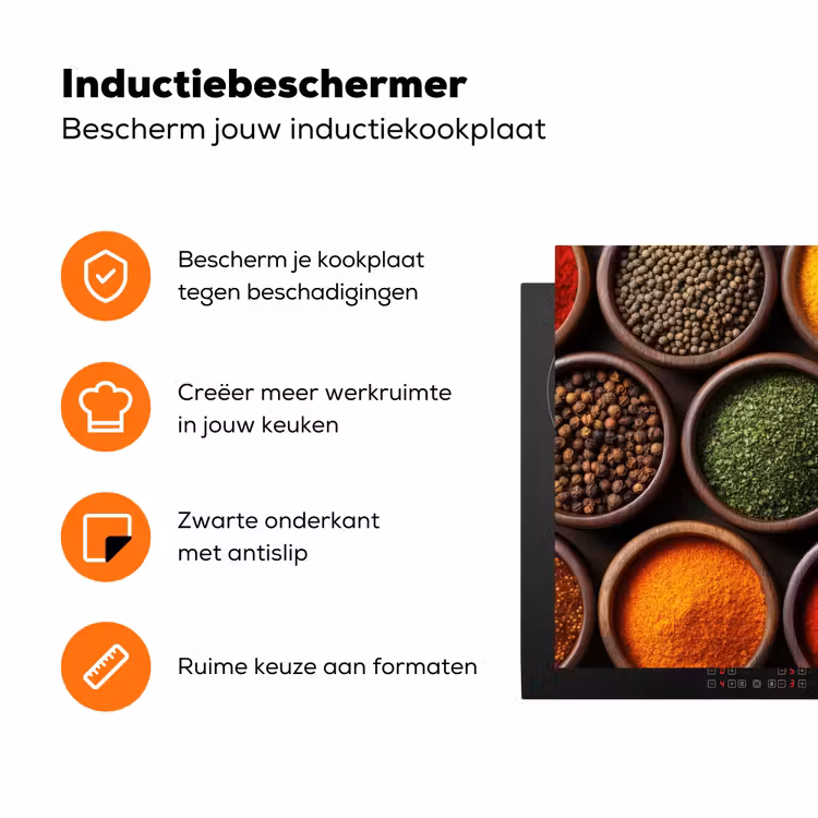 Bakjes - Hout - Kruiden - Kleurrijk Inductie beschermer vinyl 3mm klein -zzzzzzz-td-ups