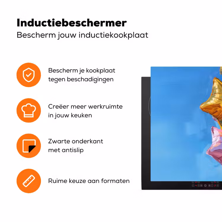 Ballonnen - Goud - Stervorm - Roze Inductie beschermer vinyl 3mm klein -zzzzzzz-td-ups