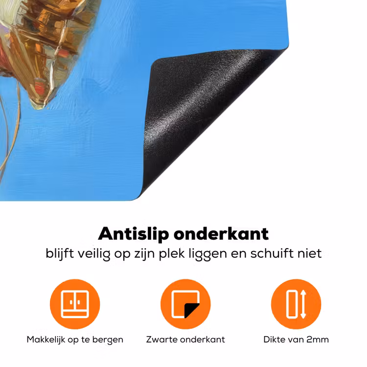 Ballonnen - Goud - Stervorm - Roze Inductie beschermer vinyl 3mm klein -zzzzzzz-td-onderkant