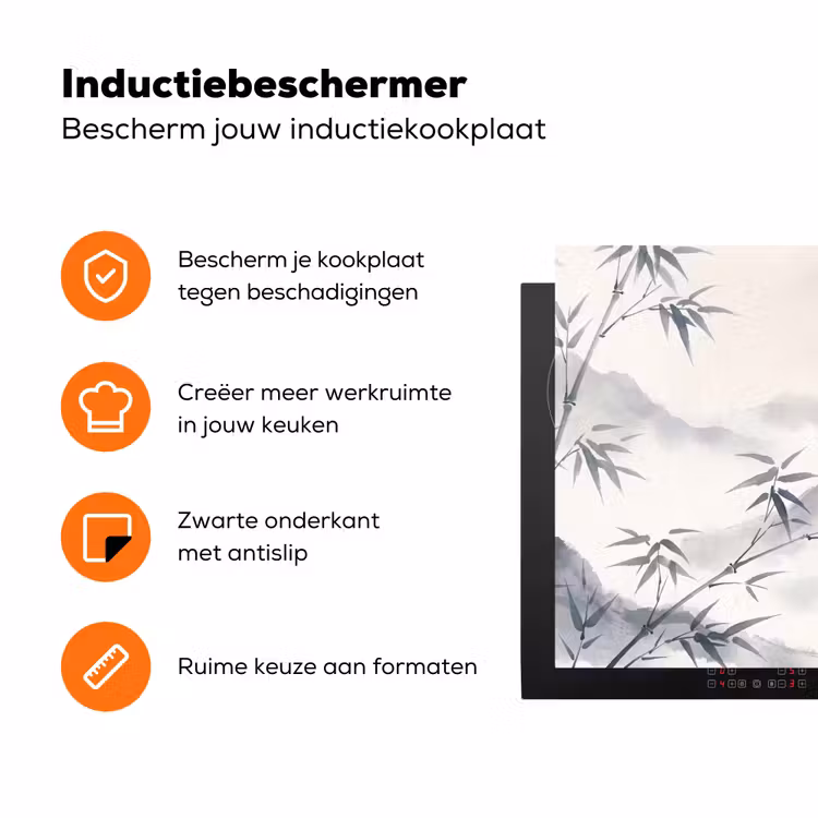 Bamboe - Azië - Grijs Inductie beschermer vinyl 3mm klein -zzzzzzz-td-ups