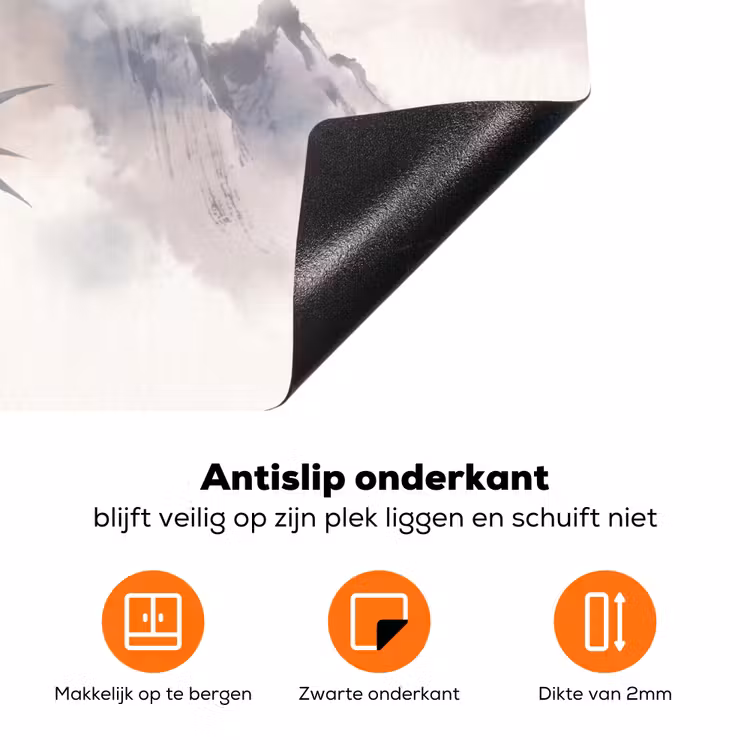 Bamboe - Azië - Grijs Inductie beschermer vinyl 3mm klein -zzzzzzz-td-onderkant