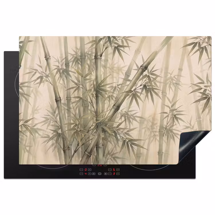 Bamboe - Bladeren - Aziatisch - Groen - Natuur Inductie beschermer vinyl 3mm klein -3d