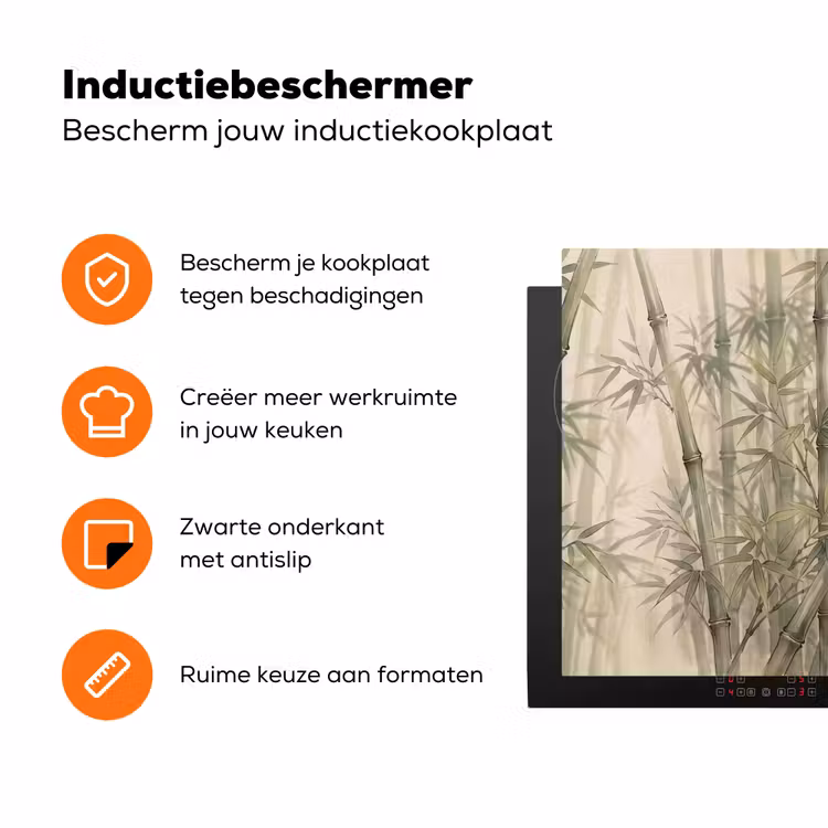 Bamboe - Bladeren - Aziatisch - Groen - Natuur Inductie beschermer vinyl 3mm klein -zzzzzzz-td-ups
