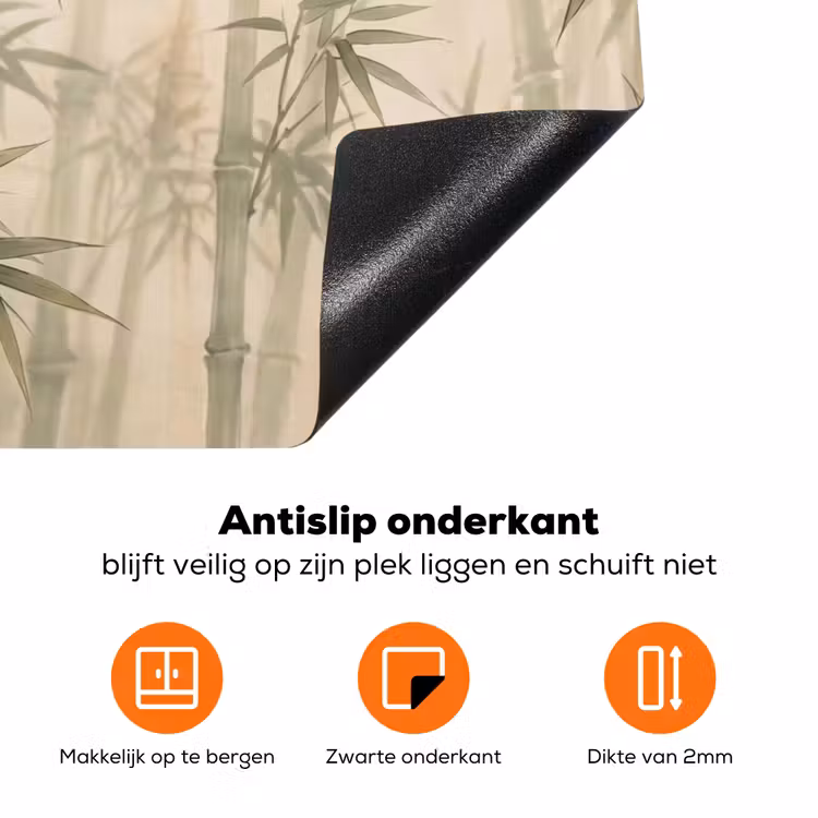 Bamboe - Bladeren - Aziatisch - Groen - Natuur Inductie beschermer vinyl 3mm klein -zzzzzzz-td-onderkant