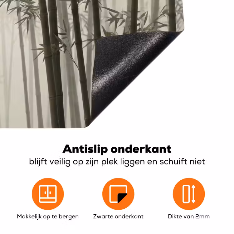 Bamboe - Bos - Mist - Natuur Inductie beschermer vinyl 3mm klein -zzzzzzz-td-onderkant
