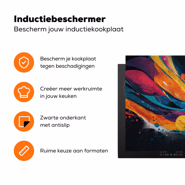 Banen - Golven - Kleurrijk - Abstract Inductie beschermer vinyl 3mm klein -zzzzzzz-td-ups