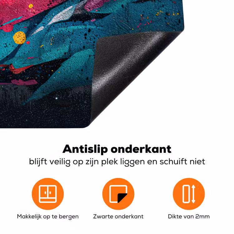 Banen - Golven - Kleurrijk - Abstract Inductie beschermer vinyl 3mm klein -zzzzzzz-td-onderkant