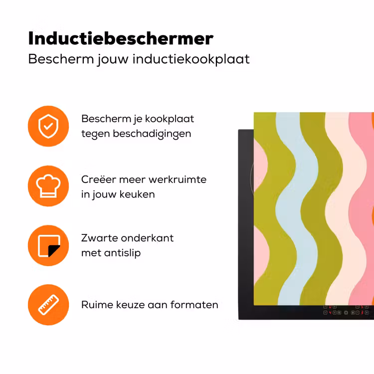 Banen - Golven - Kleurrijk - Verticaal Inductie beschermer vinyl 3mm klein -zzzzzzz-td-ups