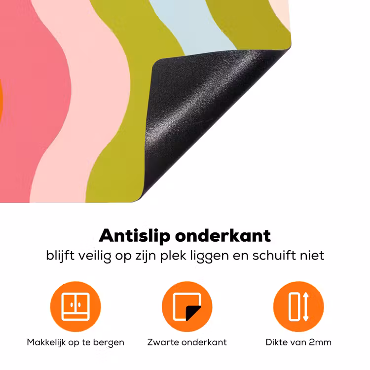 Banen - Golven - Kleurrijk - Verticaal Inductie beschermer vinyl 3mm klein -zzzzzzz-td-onderkant