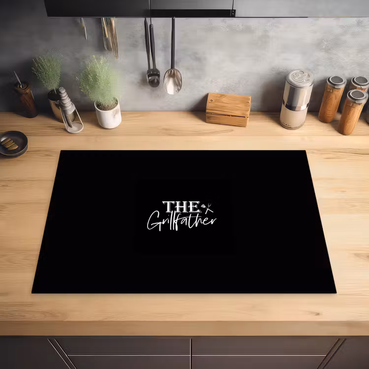 Barbecue - BBQ - Grill - Koken - The Grillfather - Tekst - Spreuken Inductie beschermer vinyl 3mm klein -sfeer5