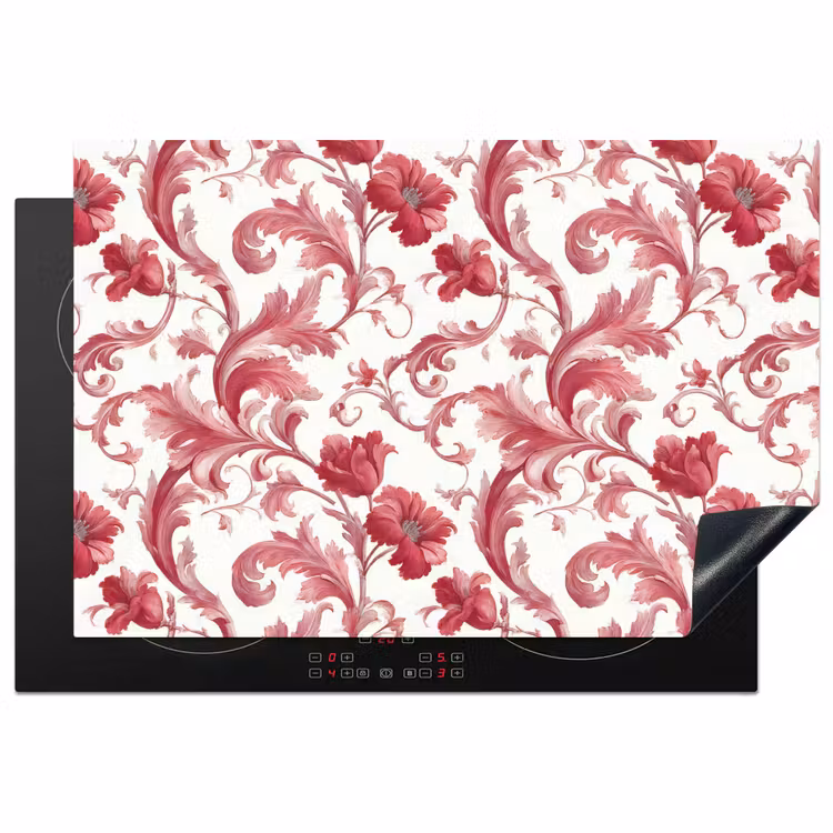 Barok - Patroon - Rood Inductie beschermer vinyl 3mm klein 276 -3d