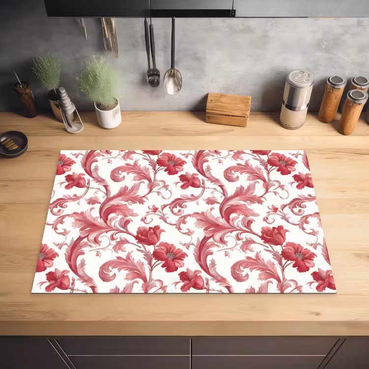 Barok - Patroon - Rood Inductie beschermer vinyl 3mm klein 276 -sfeer5