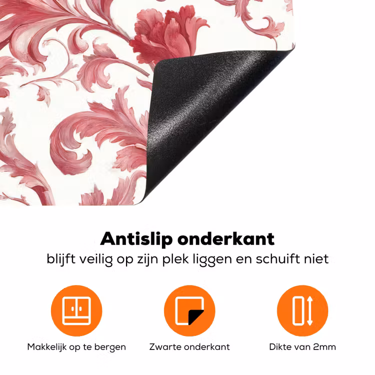 Barok - Patroon - Rood Inductie beschermer vinyl 3mm klein 276 -zzzzzzz-td-onderkant