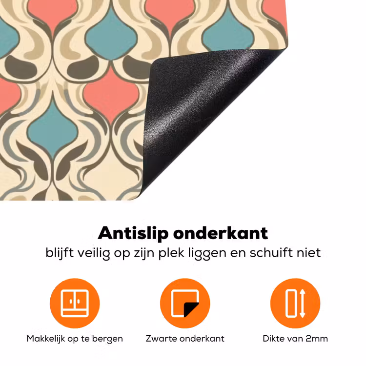 Barok - Retro - Kleurrijk Inductie beschermer vinyl 3mm klein 276 -zzzzzzz-td-onderkant