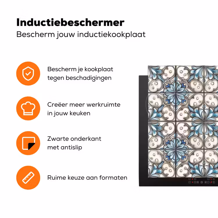 Barok - Tegel - Kleurrijk Inductie beschermer vinyl 3mm klein 276 -zzzzzzz-td-ups