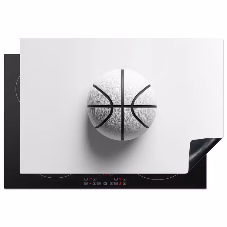 Basketbal - Wit - Schaduw - Lijnen Inductie beschermer vinyl 3mm klein -3d