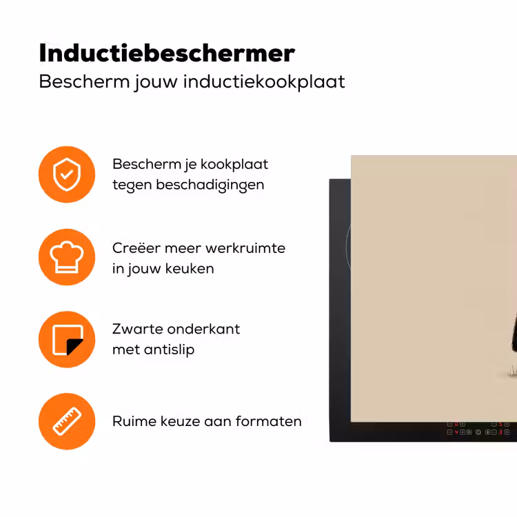 Beer - Donkerbruin - Minimalistisch Inductie beschermer vinyl 3mm klein -zzzzzzz-td-ups