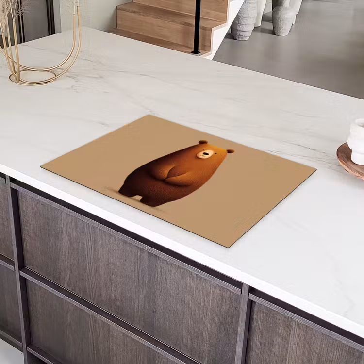 Beer - Minimalistisch - Bruin Inductie beschermer vinyl 3mm klein -sfeer8