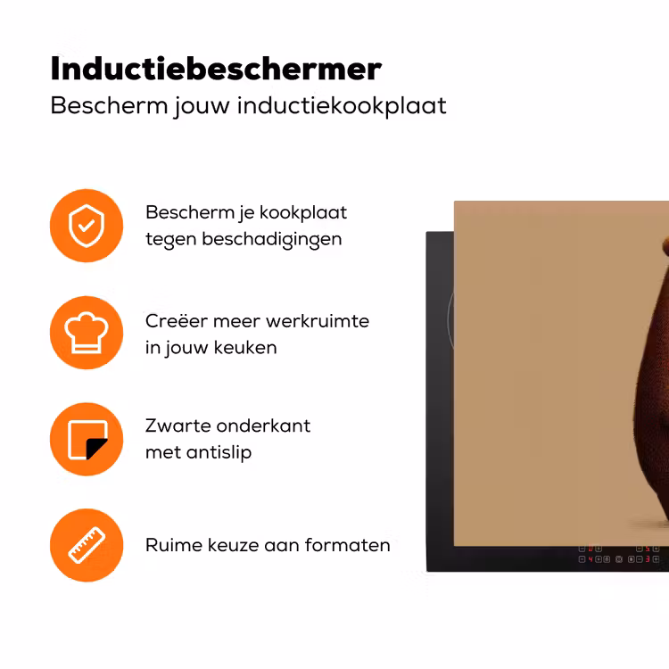 Beer - Minimalistisch - Bruin Inductie beschermer vinyl 3mm klein -zzzzzzz-td-ups