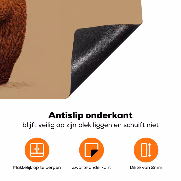 Beer - Minimalistisch - Bruin Inductie beschermer vinyl 3mm klein -zzzzzzz-td-onderkant