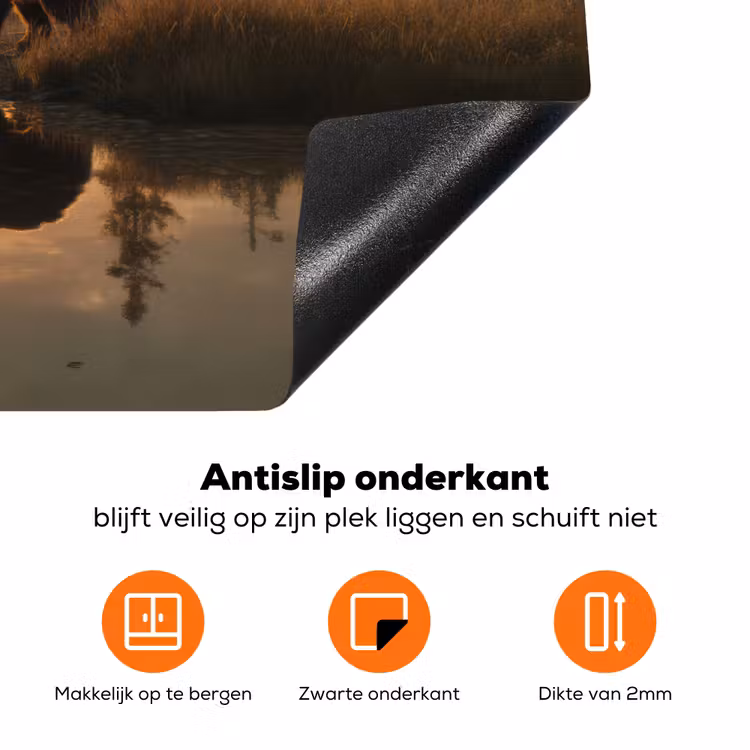 Beer - water - Bos - Ochtendlicht Inductie beschermer vinyl 3mm klein -zzzzzzz-td-onderkant