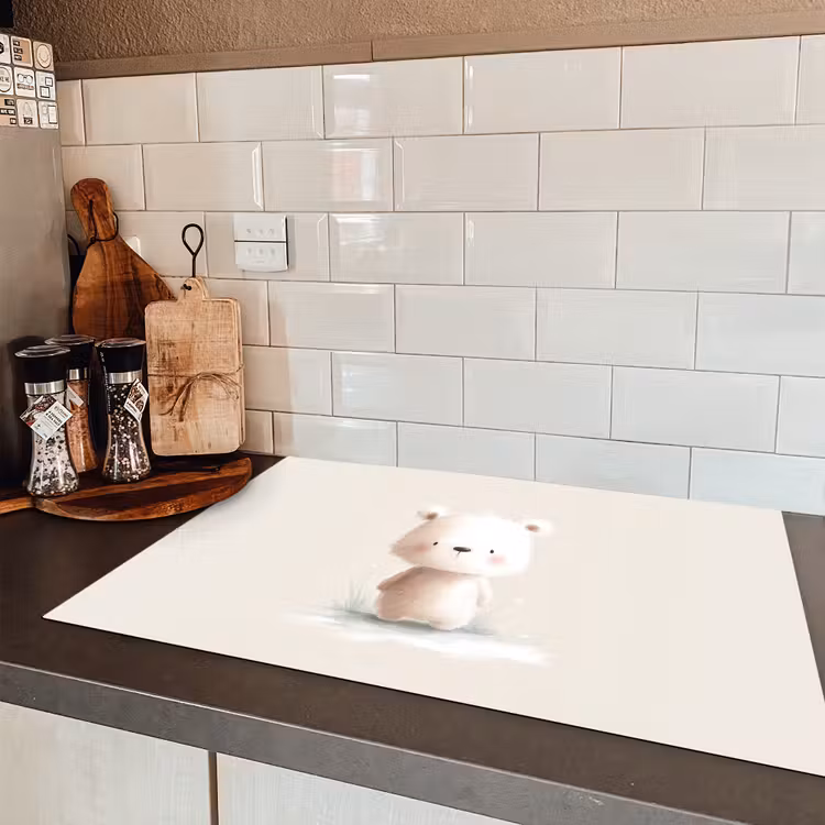Beertje - Sneeuwvlokje - Wit - Pluizig Inductie beschermer vinyl 3mm klein -sfeer3