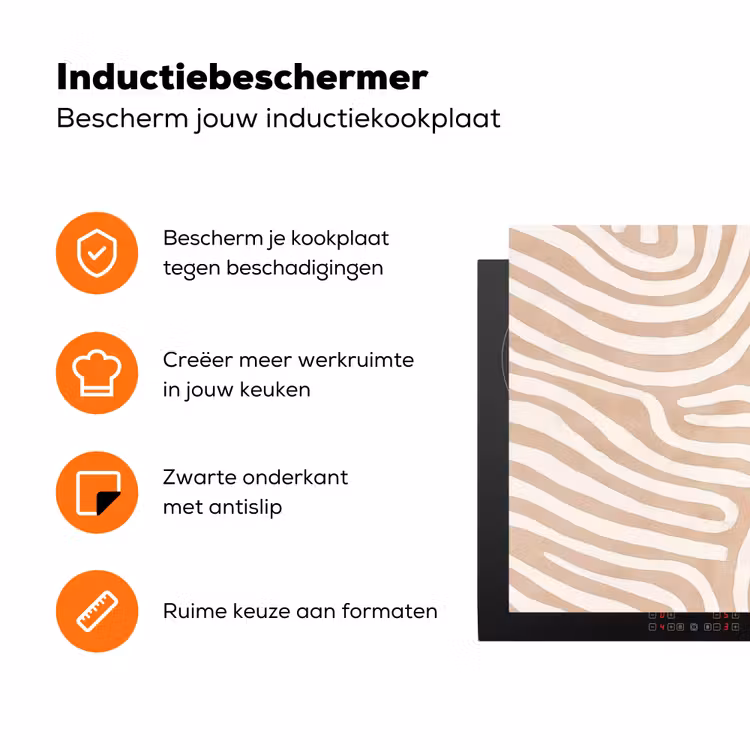 Beige - Aardspatroon Inductie beschermer vinyl 3mm klein -zzzzzzz-td-ups