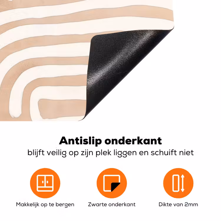 Beige - Aardspatroon Inductie beschermer vinyl 3mm klein -zzzzzzz-td-onderkant