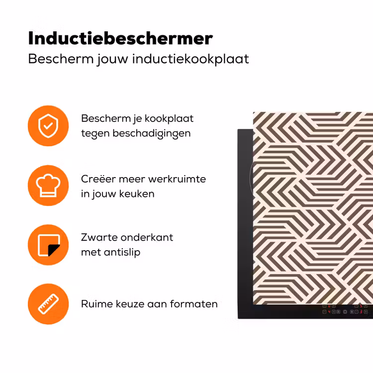 Beige - Bruin - Patroon - Strepen Inductie beschermer vinyl 3mm klein 276 -zzzzzzz-td-ups