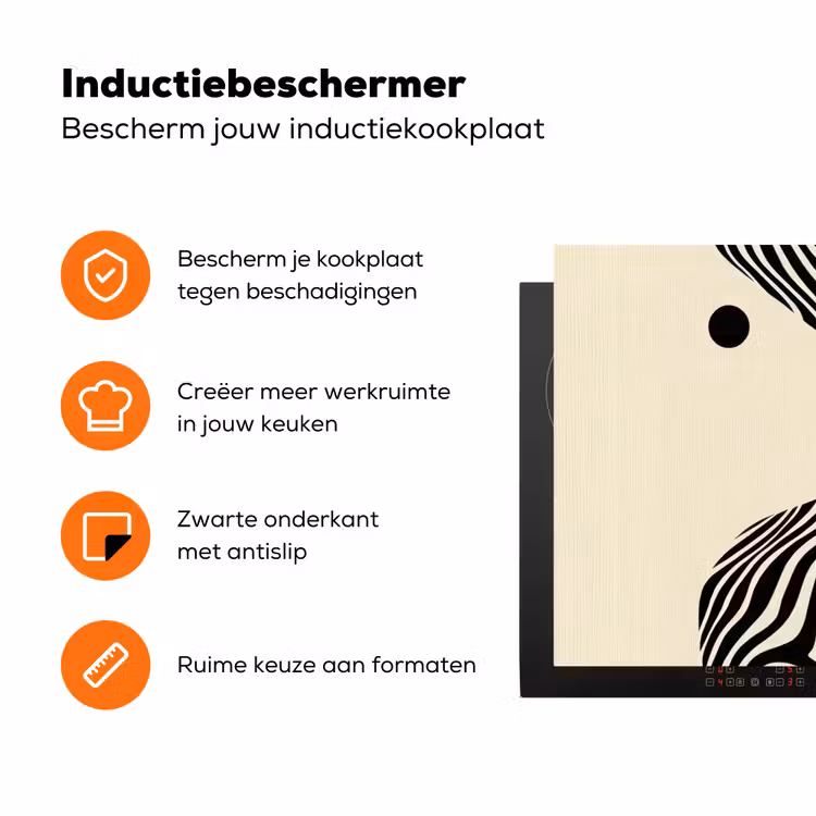 Beige - Lijnen - Golvend - Abstract Inductie beschermer vinyl 3mm klein -zzzzzzz-td-ups